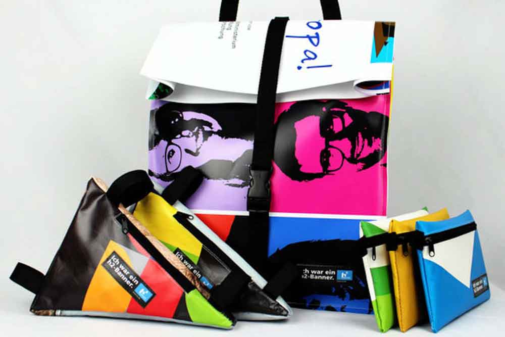 RECICLAGE - Upcycling - Banner & Plane - Hochschule - Rahmentaschen - Etuis - Kurrierrucksack